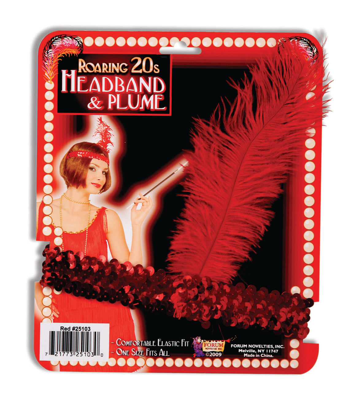 Stylish Roaring 20s Headband & Plume for Adults