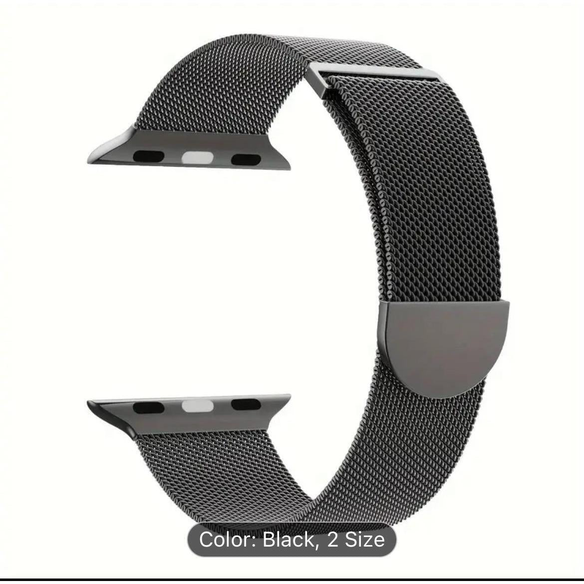 2 Pcs 38/40/41MM iWatch Bracelet Fancy Metal Black Band Strap image 0