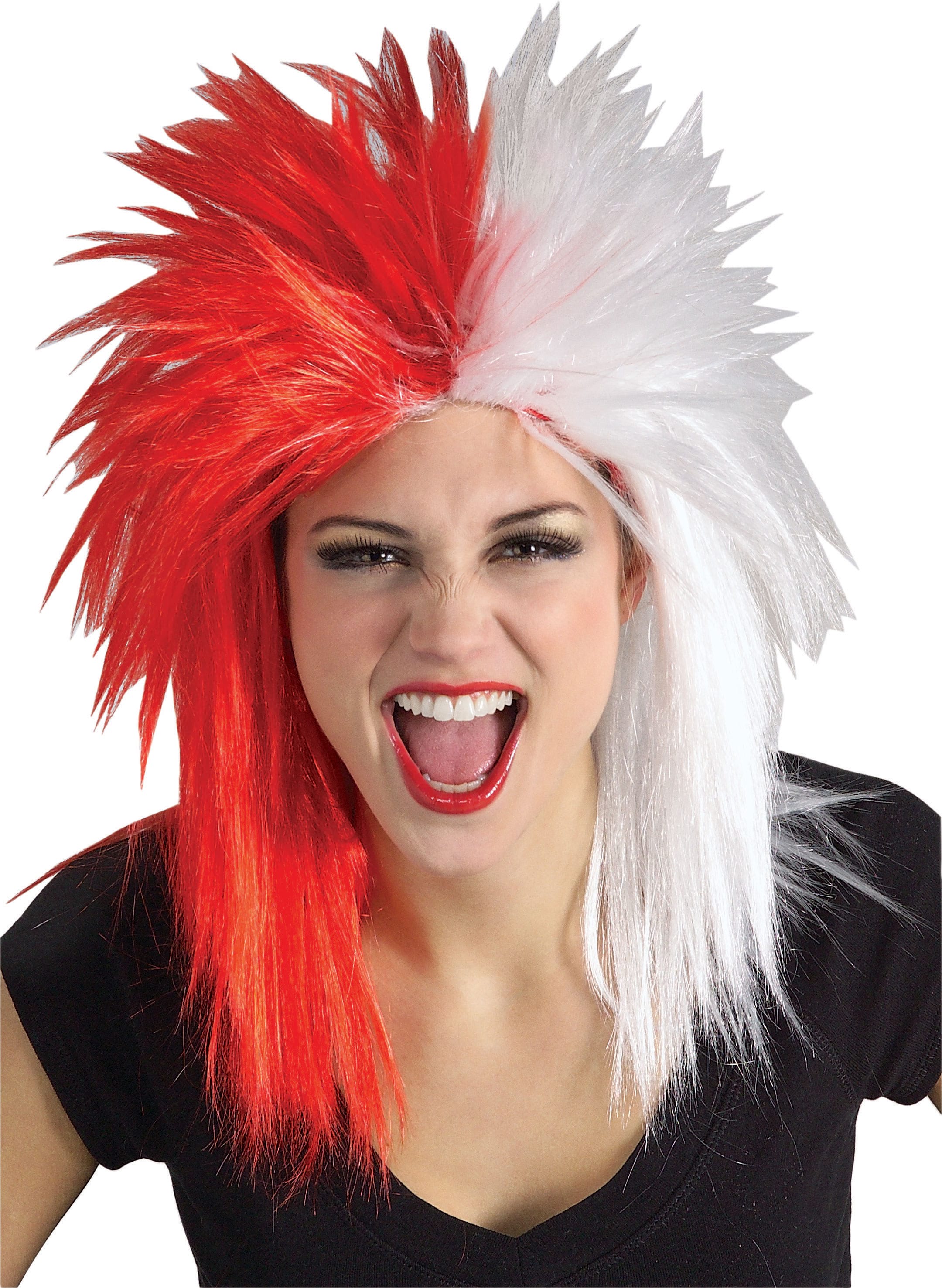Sport Fanatic Red/White Wig Adult for Game Day Fun