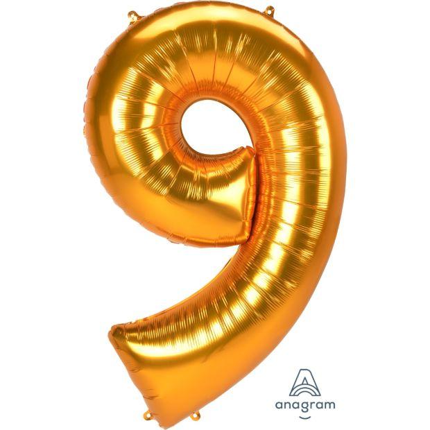 Anagram 52" (132cm) Foil Jumbo Gold Number 9 image 0