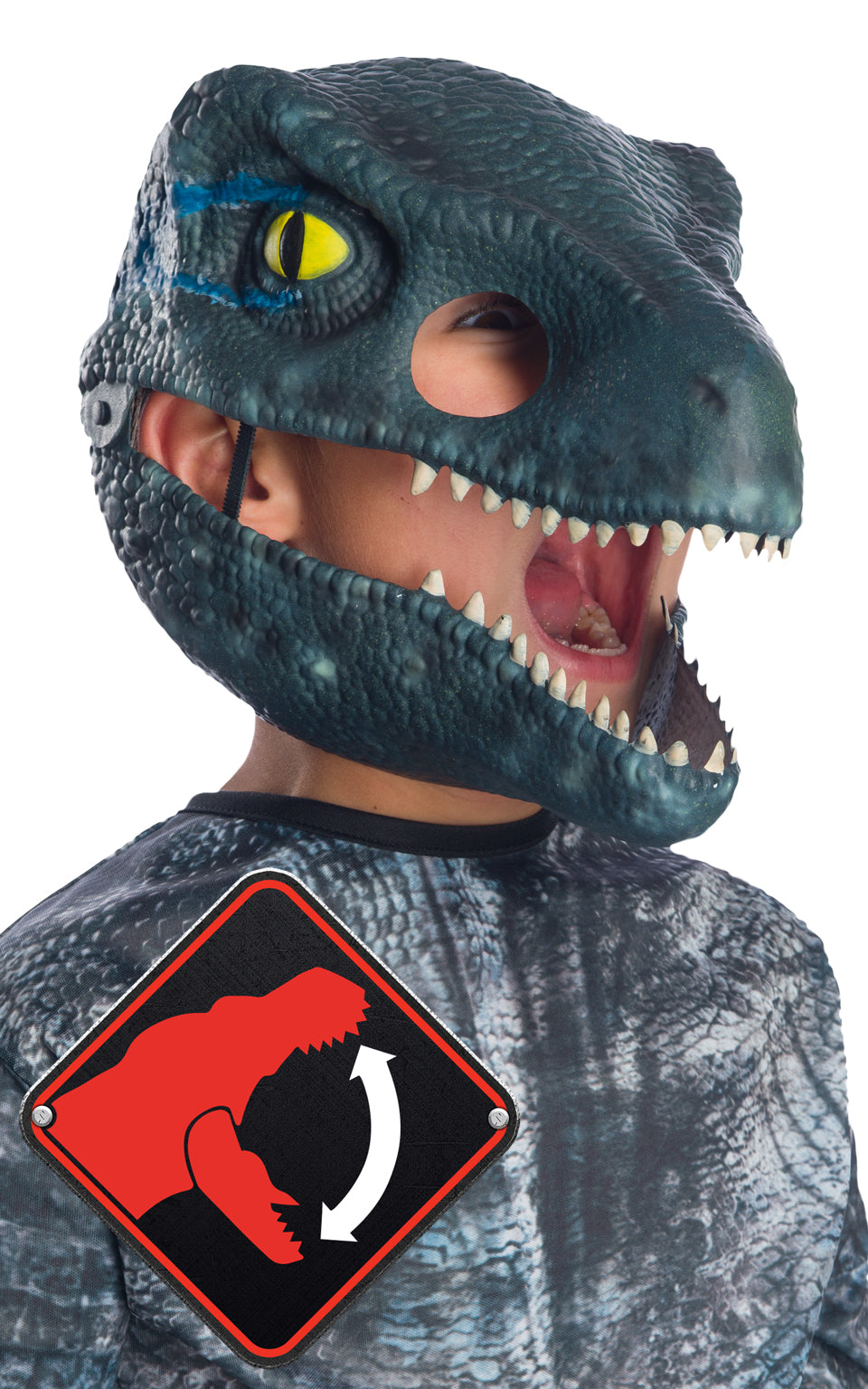 Velociraptor Blue Moveable Jaw Mask for Kids Fun
