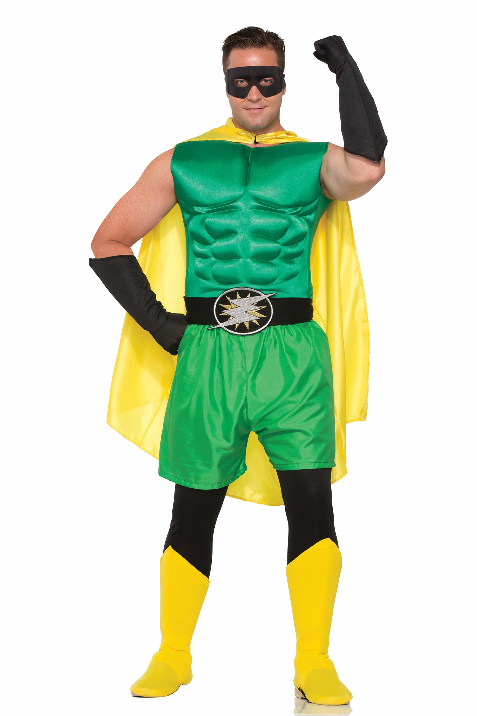 Hero Muscle Chest Green - Adult Superhero Costume