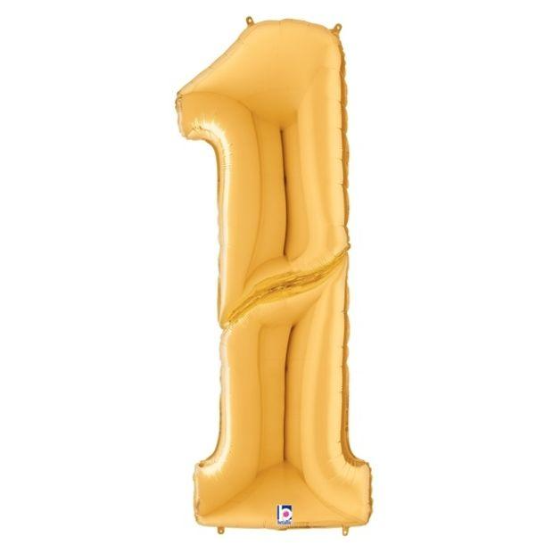 Betallic / Grabo Foil Jumbo Megaloon 163cm (64") Antique Gold Number 1 Balloonee