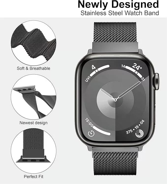 Black Silver iWatch Bracelet Fancy Metal Strap 38/40/41mm