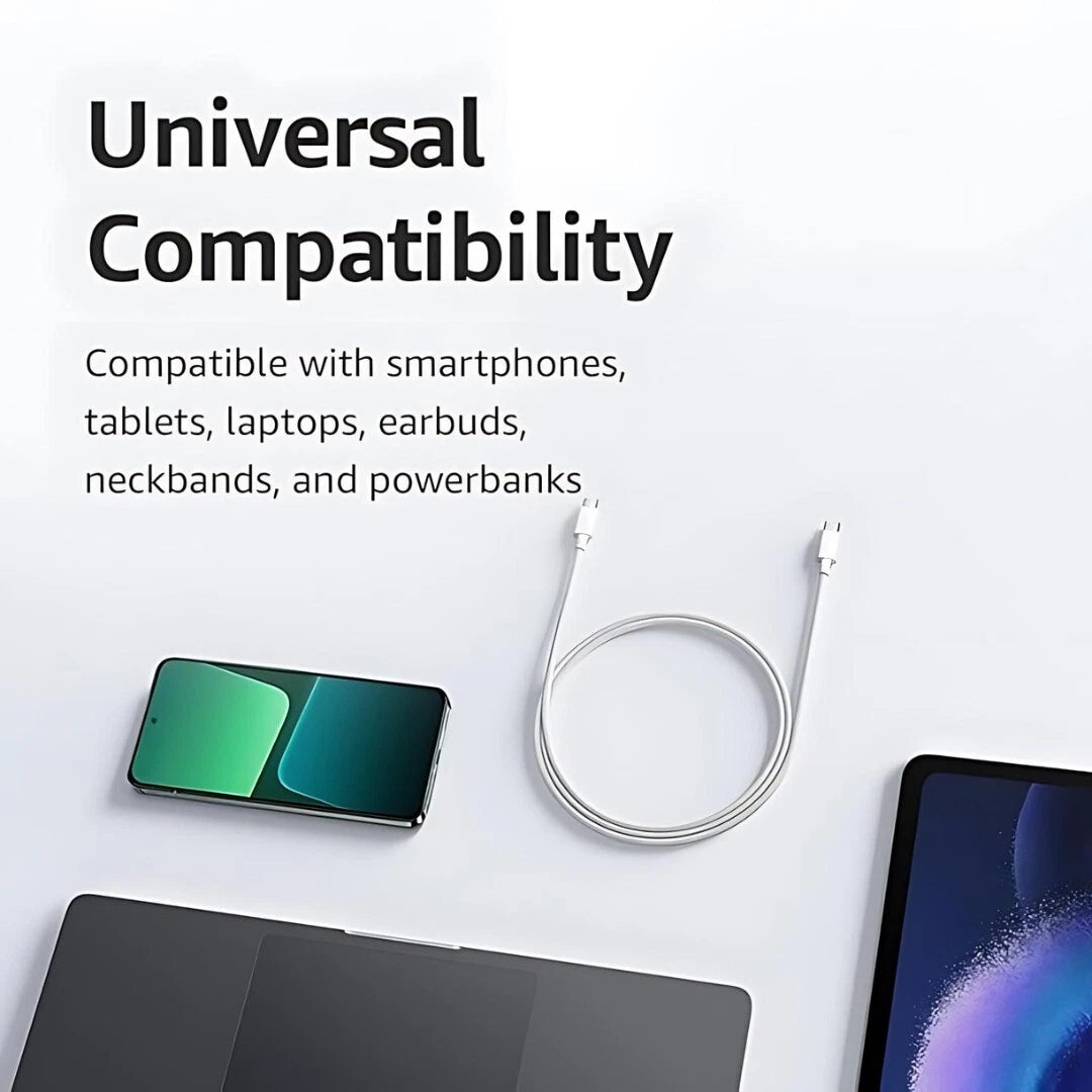1M C Type C White Cable Fast Charge & Cord Data SYNC For Samsung iPhone
