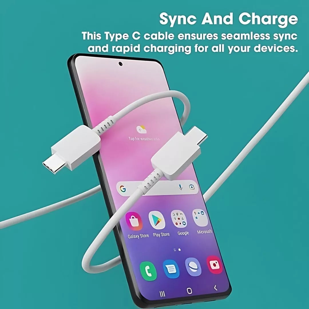 1M C Type C White Cable Fast Charge & Cord Data SYNC For Samsung iPhone